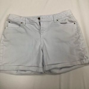 jLo white denim boyfriend shorts
